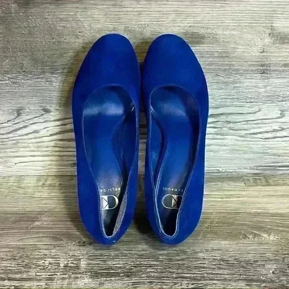 Kelsi Dagger Abrielle Blue Suede Platform Heels Women’s Size 7 Leather Upper - Picture 6 of 10